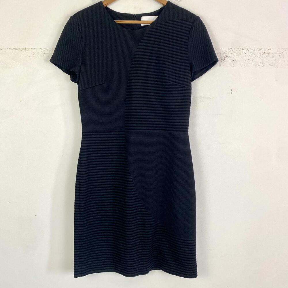 BOSS HUGO BOSS black contrast stripe sheath dress sz 6